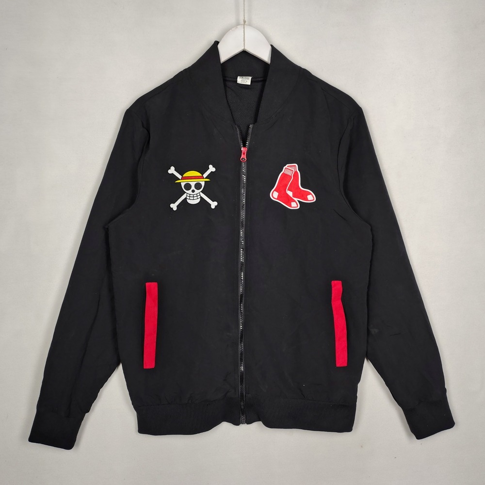 One Piece x Boston Red Sox Luffy Anime Bomber Jacket Black Adult Medium 58587